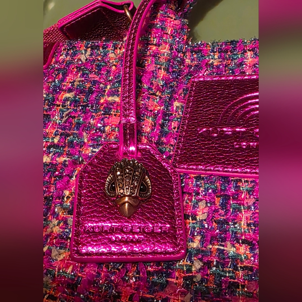 Kurt Geiger Pink Tweed Bag - Picture 5 of 11